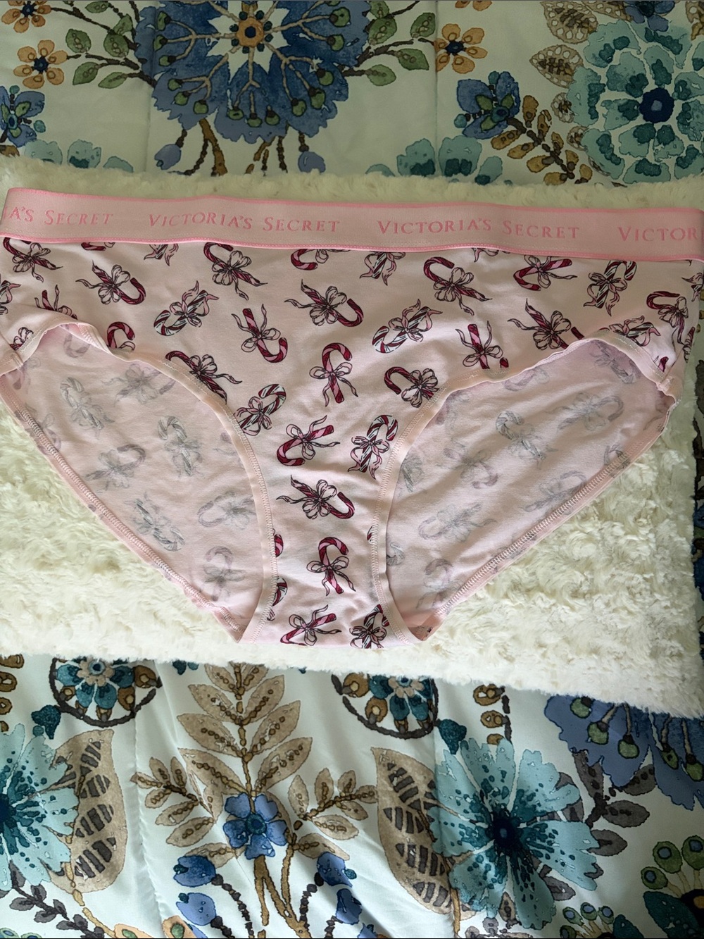 Victoria's Secret pink candy cane Cotton Hipster Briefs XL